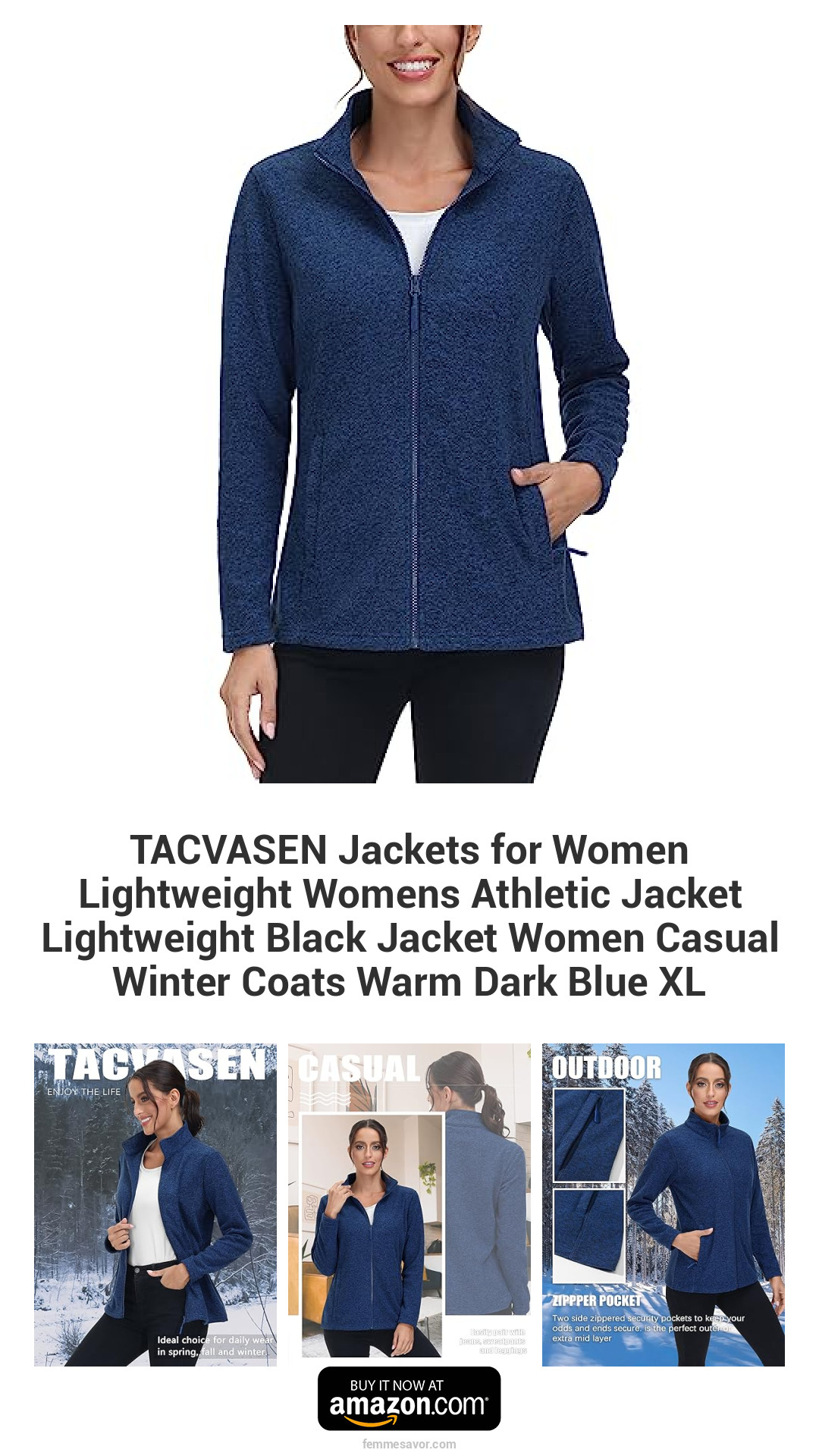 TACVASEN Jackets for Women Lightweight Womens Athletic Jacket Lightweight Black Jacket Women Casual Winter Coats Warm Dark Blue XL TACVASEN Jackets for Women Lightweight Womens Athletic Jacket Lightweight Black Jacket Women Casual Winter Coats Warm Dark Blue XL