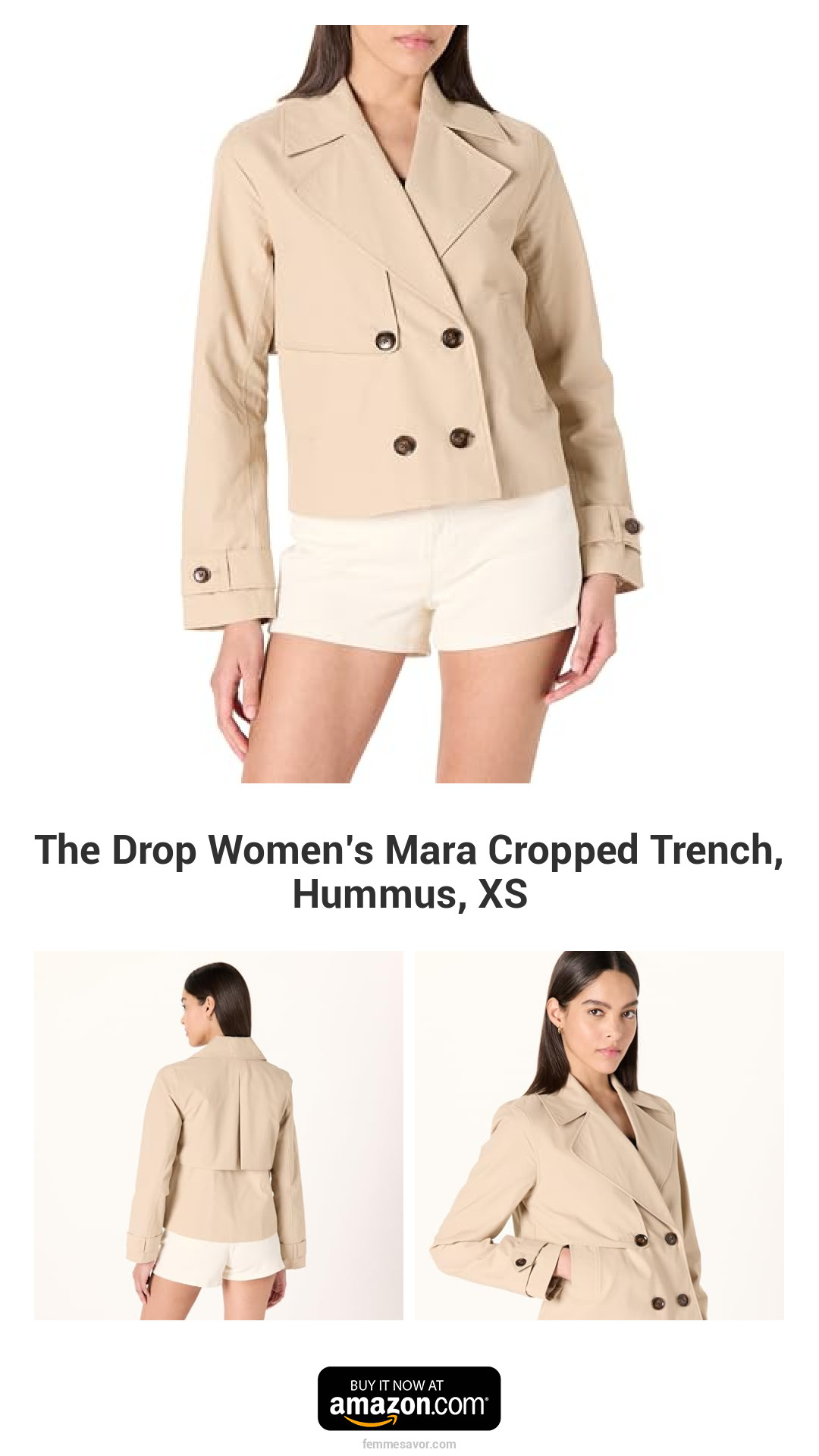 The Drop Women’s Mara Cropped Trench, Hummus, XS The Drop Women’s Mara Cropped Trench, Hummus, XS