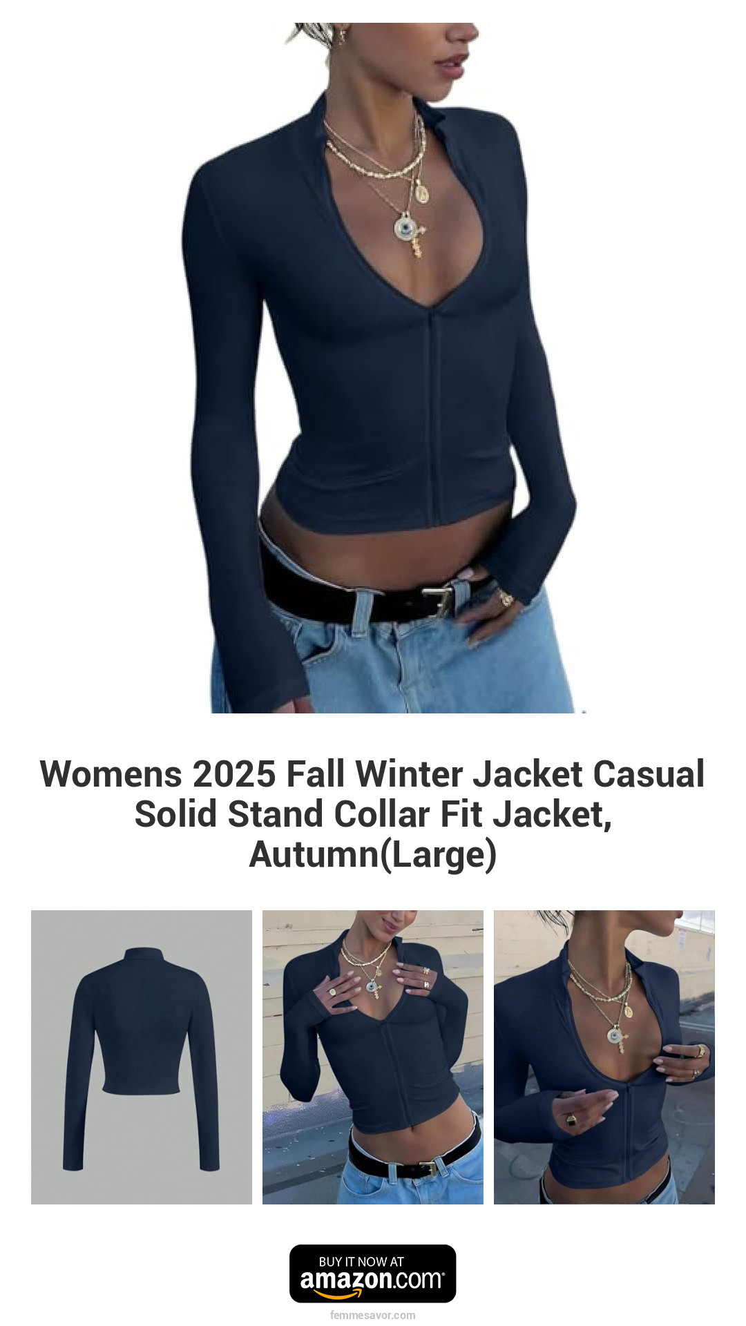 Womens 2025 Fall Winter Jacket Casual Solid Stand Collar Fit Jacket, Autumn(Large) Womens 2025 Fall Winter Jacket Casual Solid Stand Collar Fit Jacket, Autumn(Large)