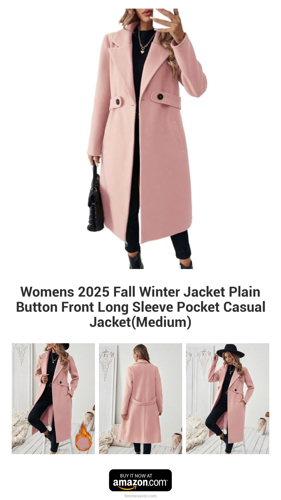 Womens 2025 Fall Winter Jacket Plain Button Front Long Sleeve Pocket Casual Jacket(Medium) Womens 2025 Fall Winter Jacket Plain Button Front Long Sleeve Pocket Casual Jacket(Medium)