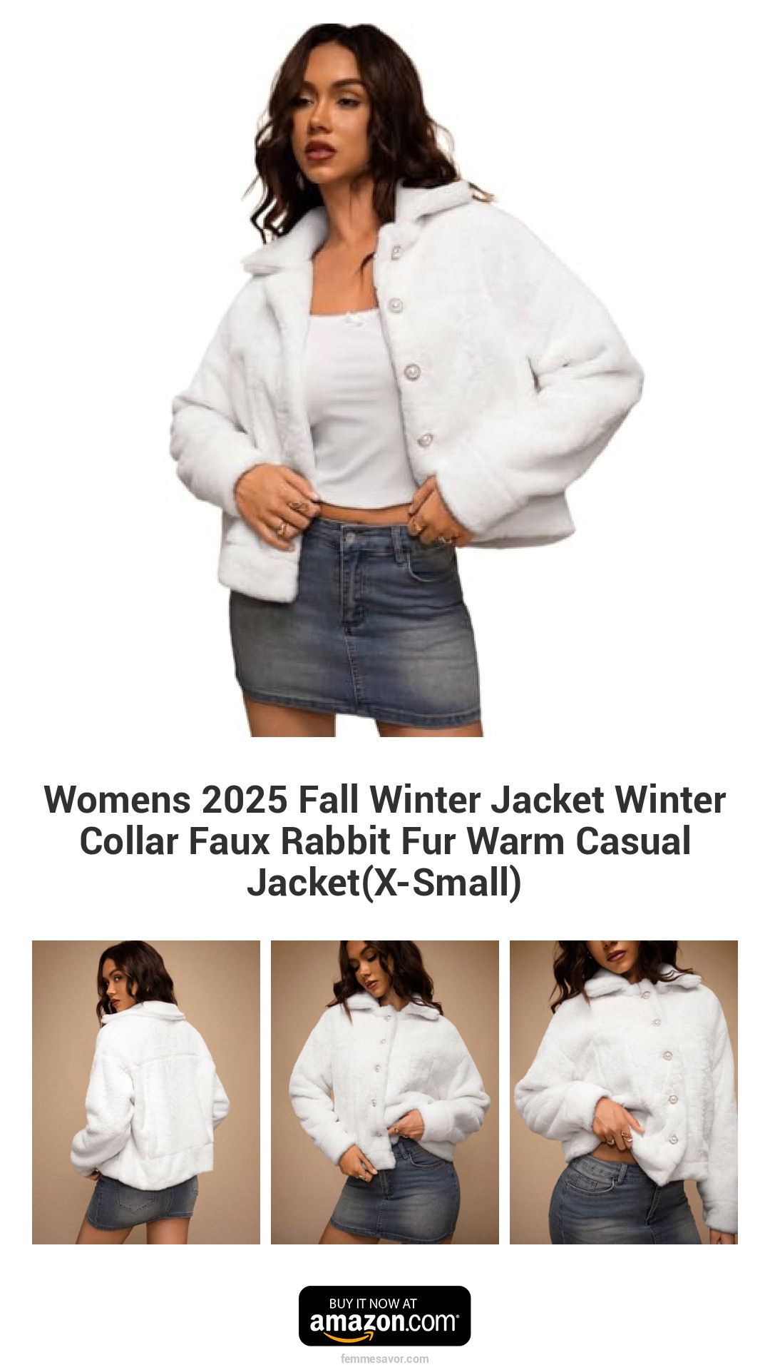 Womens 2025 Fall Winter Jacket Winter Collar Faux Rabbit Fur Warm Casual Jacket(X-Small) Womens 2025 Fall Winter Jacket Winter Collar Faux Rabbit Fur Warm Casual Jacket(X-Small)