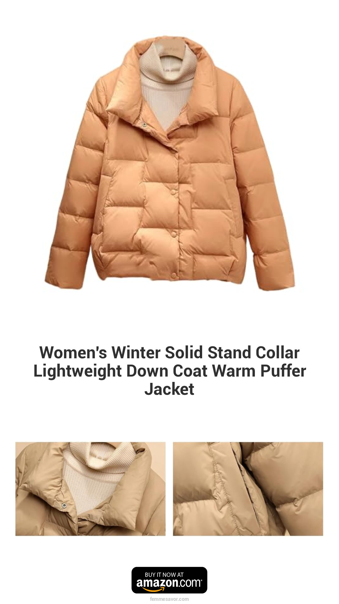 Women's Winter Solid Stand Collar Lightweight Down Coat Warm Puffer Jacket Women's Winter Solid Stand Collar Lightweight Down Coat Warm Puffer Jacket